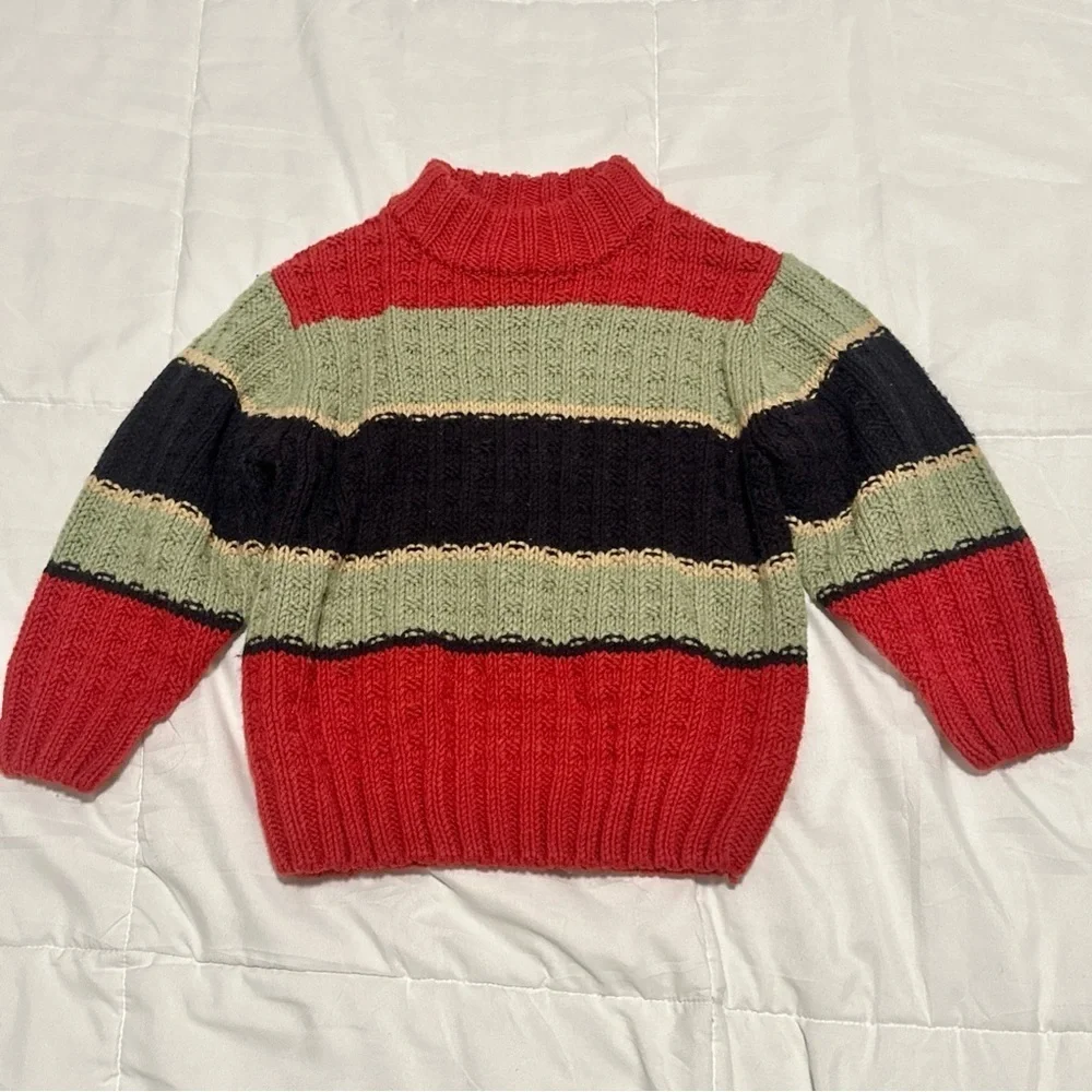 VTG GYMBOREE BOY 3T Color Block WOOL Blend SWEATER Preppy Xmas Y2K Holiday Japan